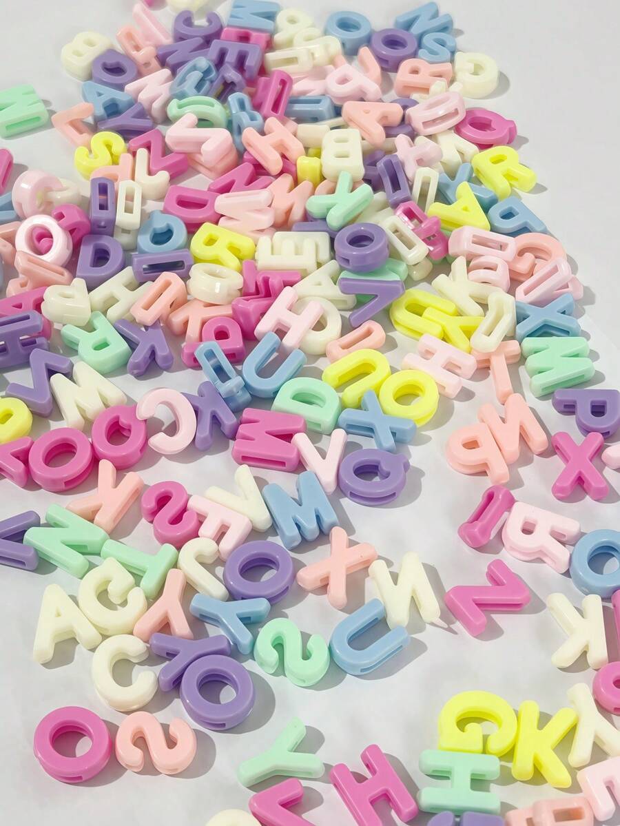 200/600pcs Large Letter Beads, Mixed Color Plastic Letters A-Z, Suitable For Jewelry Making, Bracelets, Necklaces, Keychains, Shoelaces And Handmade Crafts - Multicolor - View 1