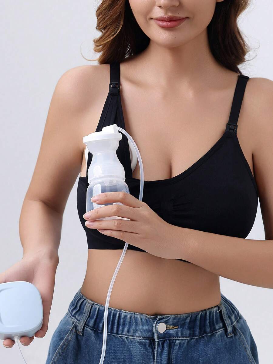 Nursing Bra Hands-Free Maternity Bra (Bottle Is A Prop) - Black - View 1