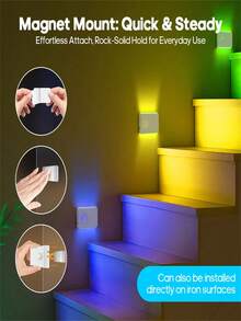 1/2pcs Smart Motion Sensor LED Night Light, Dual-Sided Glowing Design, Cabinet Light, Sensor Light, Warm Light/RGB Color Optional, Dimmable Ambient Light, Suitable For Gaming Area, Bedroom, Bathroom, Kitchen, Bedroom Decor, Room Decor, Battery Capacity: 300mAh - Double-sided Sensor Light - View 8