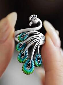 1pc Beautiful Peacock Shaped Ring, Suitable For Women To Wear, Suitable For Wedding, Engagement, Anniversary Party, Valentine's Day Gift - 1# - View 13