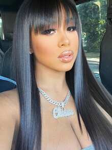 Tinashe باروكة شعر بشري ريمي مستقيم بدون غراء من Wear&Go مع غرة، خط شعر برازيلي طبيعي، جذور مسبقة الاقتلاع، عقد مبيضة، إغلاق دانتيل شفاف مسبق القص 6x5، قبعة قابلة للتنفس، كثافة شعر بشري 180% - SNatural - مشاهدة 6