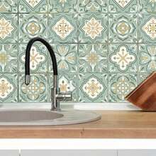 Yellow Green Floral Tile Sticker, Waterproof And Oil-Proof, Self-Adhesive And Easy To Peel, Bathroom And Kitchen Wall Decor, Easy To Remove, No Residue Sticker - Yellow and Green Floral Stickers - View 6