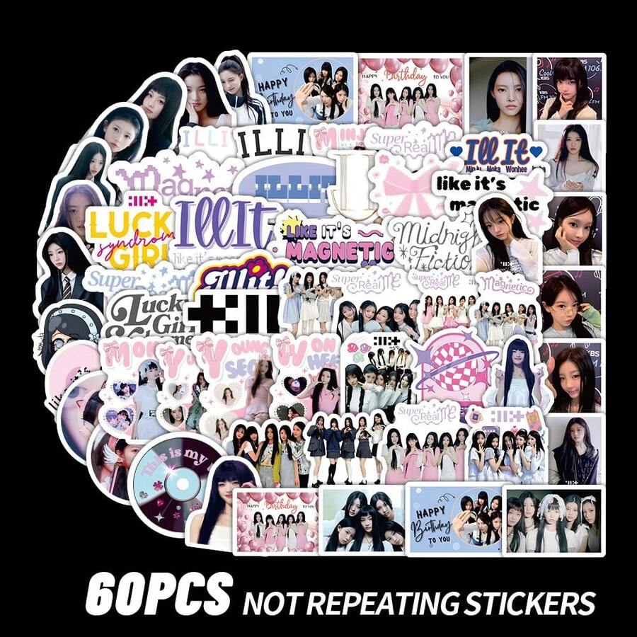 60入 IL.LIT, ILT, ILL, GLLIT, SKZ, STRAYKID, Stay 粉絲周邊商品,新專輯與歌曲,DIY個性化偶像周邊禮物送朋友生日,明星貼紙,貼紙收藏,精美裝飾,精美小禮物,節日禮物,收藏品 - 彩色 - 查看 1