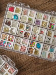 48-Grid Nail Art Compartment Storage Box, Dedicated Organizer For Nail Rhinestones, Sequins, Stickers, Home Nail Tool Classification Storage Box, Independent Compartments Dust-Proof Easy Access - Multicolor - View 7