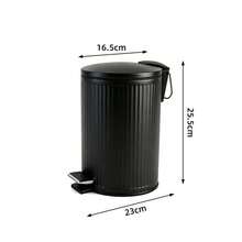 0.8 Gallon 3L Matte Black Vertical Striped Step Trash Can, Hydraulic Quiet Soft-Closing Metal Waste Basket With Side Trash Bag Hook And Removable Inner Bucket, Odor-Proof Mini Trash Can For Bathroom Vanity And Bedroom - View 3