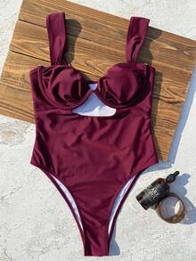 Women's Elegant Color-Block One-Piece Swimsuit For Summer, Ideal For Spring And Summer Beach Vacations, Seaside Activities And Holiday Wear. - Multicolor - View 2