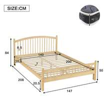 Letto in legno massello, design semplice e minimalista, testiera classica a doghe, robusta base a doghe, letto singolo universale, colore naturale, 140 x 200 cm. - Beige + Colori naturali - Visualizzare 11