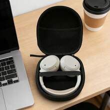 UNIQUEFORYOU 1pc Black Large Capacity Multi-Functional Headphone Storage Box, Shockproof & Pressure-Resistant Hard Shell Design, EVA Material Bluetooth Earphone Storage Box, Digital Camera Accessory Bag, Data Cable, USB Drive Zipper Portable Protective Case - Black - View 2