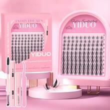 YIDUO Eyelash Cluster Set 1400pcs Cartoon Wet Glossy Soft Fine 40D 50D 60D 80D 9-16mm Continuous Length D Curl Individual Lashes Including Fairy Cartoon Style Lower Lashes Beginner Complete DIY Eyelash Tool Kit - Multicolor - View 9