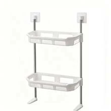 Over The Toilet Storage Shelf 2-Tier No-Drill Bathroom Organizer Space-Saving Wall Mounted Toilet Tank Caddy Rack For Toiletries & Accessories - White - View 11
