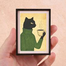 1pc Funny Encouragement Pattern Wooden Fridge Magnet, Suitable For Home, Office, Study Room Fridge Decoration - Fridge Magnet - Black Frame Refrigerator Magnet - View 11