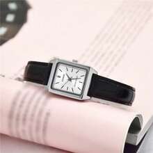 Casio Minimalist Silver Square Wristwatch, Women's Leather Strap Quartz Watch, 30m Waterproof Commute Essential - one-size - View 10