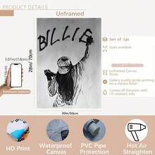 1pc Billie Theme Frameless Canvas Wall Art - Featuring "BILLIE" Signature, Perfect For Home Decor, Ideal Gift For Billie Fans - B - View 17