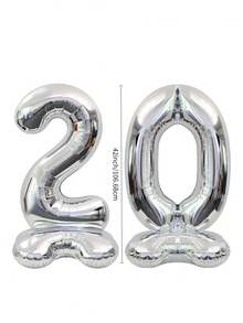 2pcs Silver Extra Large 126.68cm/42inch Number Balloons (18/20/30/50) Number Balloon Set, Giant Large Size Number Foil Balloons, Suitable For First Birthday, Birthday, Anniversary, Anniversary Party Decoration, Anniversary Celebration Event Decoration, - 20 - View 3