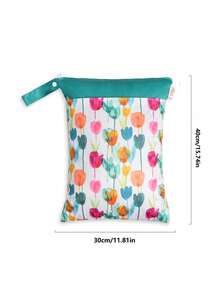 1pc Tulip Print Waterproof Travel Storage Bag, Suitable For Beach Vacation - View 2