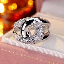 1pc Minimalist Thick Line Knot Design Cubic Zirconia Inlaid Women's Ring - Multicolor - View 10