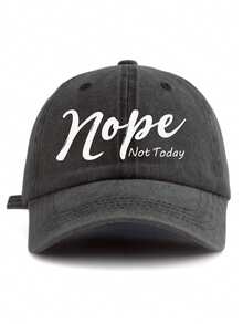 1件復古水洗棒球帽，印有字母口號「Nope」，可調節後背帶，透氣柔軟彎曲帽簷，爸爸帽，防曬帽，中性款，戶外 - 沒有 - 查看 8