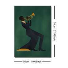 1 pezzo cartellone su tela con cornice/senza cornice verde scuro Jazz Moda Africana Stampa artistica minimalista Musica Africana per decorazione ingresso corridoio, adatto per appartamento, soggiorno, camera da letto decorazione casa moderna - B - Visualizzare 10