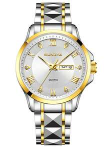 SUNKTA LIGE Men's Fashion Brand Watch Luminous Date Quartz Watch Water-Resistant Stainless Steel Band Luxury Minimalist Watch For Men - Gold - View 17