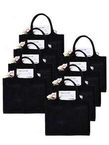 Black Linen Tote Bag, DIY Design, Inspires Imagination, Minimalist Elegant, Can Be Used As Personalized Bridesmaid Wedding Gift Bag, Makeup Bag, Travel Simple Storage Bag, Solid Color Cosmetic Wallet, Large Capacity Travel Makeup Bag - Black - View 1