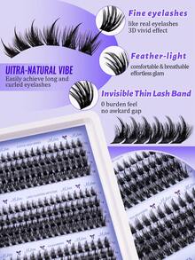 MEM 208 Clusters Of Long, Slender Eyelash Extensions (12–18mm); Cartoon-Style, Lightweight, Soft, And Fluffy; Suitable For Individual Application; DIY False Lashes; Ideal For Halloween And Christmas. - D - View 3