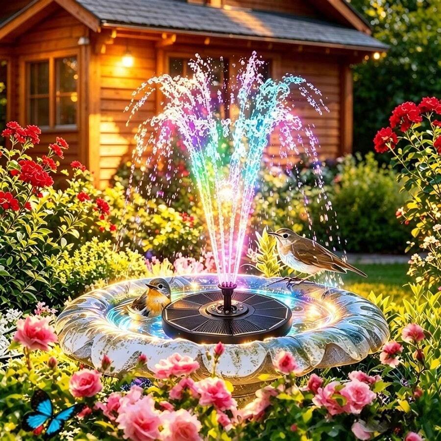 13cm, 16cm, 18cm Solar Fountain Pumps - Ideal For Outdoor Garden Pools, Bird Baths, Small Ponds. 8-Nozzle Floating Model