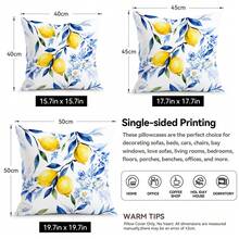 4pcs/1pc Fronha de Almofada em Porcelana Azul e Branca com Padrão Floral de Limão Sem Enchimento, Fronha de Almofada Impressa em Um Lado, Adequada para Sala de Estar, Quarto, Decoração de Casa, Fronha de Almofada para Todas as Estações - Multicolorido - Ver 4