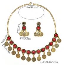 Bohemian Vintage Gold Colorful Crystal Jewelry Set, Sunflower Drop Earrings & Choker Necklace For Party - Round - View 7
