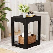 Set Of 2 Bedside Tables, Side Tables With 3cm Thick Boards, Two-Level Bedside Tables For The Living Room, Suitable For Bedrooms And Living Rooms, Black Color, 50*40*60 Cm. - Black - View 2