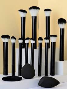 12-Piece Long Handle Makeup Brush Set - Professional Makeup Brushes, Complete Set Of Powder Brush, Eyeshadow Brush, Blush Brush - Multicolor - View 3