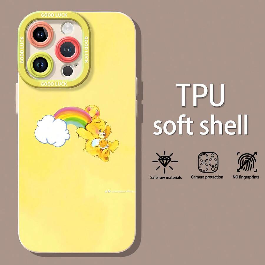Tema de nube arcoíris del Oso Divertido Amarillofunda de teléfono Fundas compatibles con ,Apple,VIVO,OPPO,,, y Honor.Fabricadas en silicona TPU,ofrecen protección contra golpes y caídas. - Blanco - Ver 1