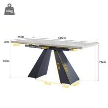 Telescopic Dining Table (99-159 X 74 Cm), Extendable, Ideal For Optimizing Space In The Kitchen. Large Tabletop And Flexible Design, Perfect For The Office Or Living Room. Legs On A Central Pedestal. - 灰色 - 查看 3