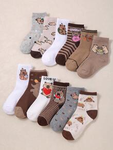 20 Pairs College Style Y2K Capybara Pattern Mid-Calf Socks, Fun Cartoon Animal Pattern Aesthetic Mid-Calf Socks, Suitable For School Daily Wear - Multicolor - View 6