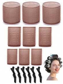 Bobes de Cabelo Tamanho Grande com Clipes de Jacaré Grandes, Enrolador Autoadesivo Adequado para Cabelos Longos/Médios/Curtos e Franjas, Ferramenta DIY para Enrolar Cabelo - Multicolorido - Visão 14
