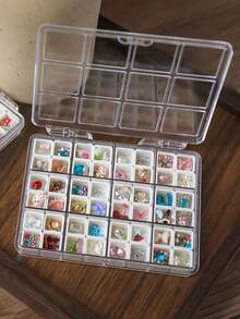48-Grid Nail Art Compartment Storage Box, Dedicated Organizer For Nail Rhinestones, Sequins, Stickers, Home Nail Tool Classification Storage Box, Independent Compartments Dust-Proof Easy Access - Multicolor - View 1