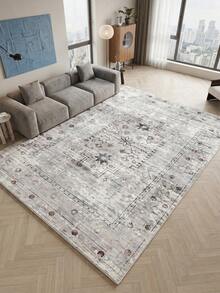 1 pieza Alfombra de sala de estar gris claro desgastada, adecuada para cocina, comedor, dormitorio, decoración de habitación festiva, interior/exterior, oficina, vestíbulo, felpudo antideslizante, alfombra de baño, pasillo, área de estudio y juegos - Gris Claro - Ver 3