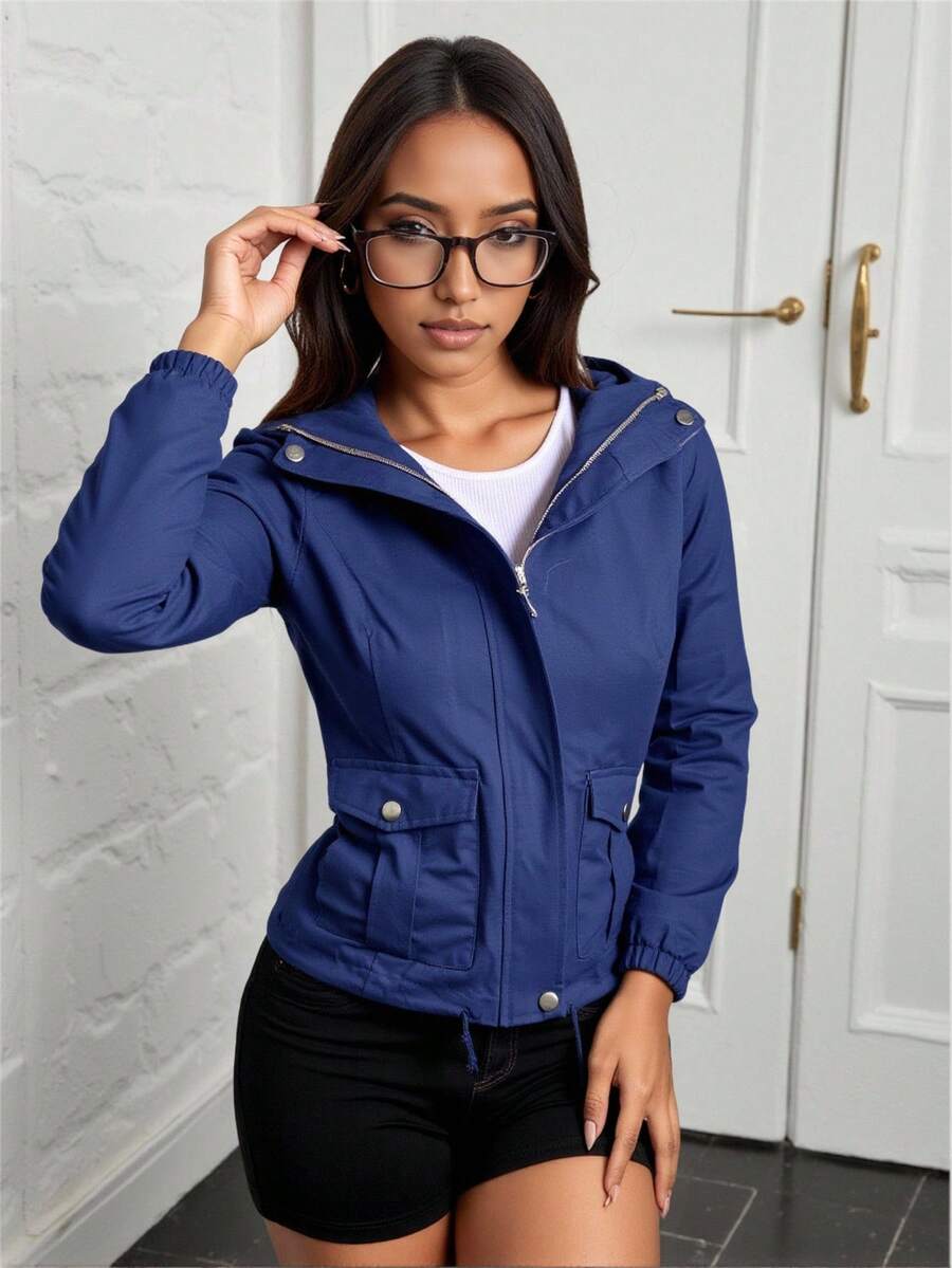 Women's Seasonal Thermal Lightweight Short Jacket - 藏蓝色 - 查看 1