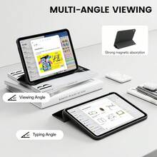 1 pieza Funda para tableta de cuero PU con diseño de panal negro compatible con iPad A16 11ª generación 2025 de 11 pulgadas, Mini 6/7 de 8.3 pulgadas, 10/9/8/7 de 10.2 pulgadas, Air 4/5/6/7 de 10.9/11 pulgadas, Pro de 11 pulgadas, Galaxy Tab A9/A11/A9+/A8/A7 Lite/S6 Lite, cubierta protectora de Body completo con carcasa trasera de TPU suave, soporte plegable y función de suspensión/activación automática - Negro - Ver 6