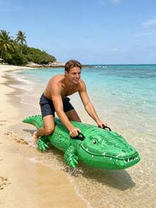 Inflatable Crocodile Ride-On Float/Water Play Float/Pool Float/PVC Surfing Float, Suitable For Adults And Family Entertainment, Outdoor Leisure, Summer Parties, Beach, Lake And Pool Water Activities, Enjoy Summer Water Fun - Multicolor - View 3