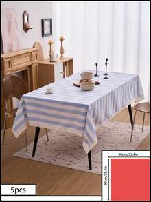 1pc Striped Lace Tablecloth, American Country Style Simple Decorative Dining Table Cloth, Rectangular Coffee Table TV Cabinet Entryway Multi-Functional Cover, Suitable For Holiday Gathering Birthday Party Wedding Dinner Table Decoration Room Decor Office Desk Coffee Table Mat Outdoor Picnic Mat Home Decor Room Decor All Seasons - Blue - View 11
