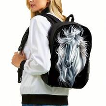 Elegante collezione di 3 pezzi a tema cavallo, composta da uno zaino, una borsa termica e un astuccio con cinghie regolabili, insieme a una spaziosa borsa a mano con cerniera, ideale per la scuola - 3 pezzi - Visualizzare 8