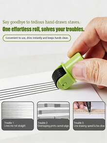 Automatic Ink Music Staff Roller Stamp, 5-Line Music Notation Drawing Tool, Suitable For Blank Paper, Notebooks, Instant Sheet Music Creator For Musicians, Teachers And Students - Multicolor - View 3