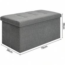Grey Folding Storage Bench With Lid, Multifunctional Stool For Home & Entryway - Dark Gray - View 3