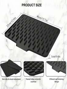 1pc Large Anti-Slip Silicone Kitchen Sink & Countertop Drainage Mat, Built-In Drainage Design, Dish Drying Rack & Space-Saving Storage, Easy To Clean, Suitable For Stove & Sink, Modern Kitchen Use, Minimalist Design, Anti-Slip Surface, Countertop Protection Pad - Multicolor - View 13
