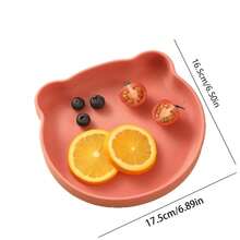Plato de silicona con forma de oso, bandeja antideslizante, plato de aperitivos reutilizable e irrompible, apto para uso diario - Multicolor - Ver 2