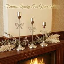 6/3Pcs Silver Metal Taper Candle Holders Set, Multi Height Tall Short Candlestick Table Centerpiece Decor, Modern Candle Stand For Wedding Reception, Dinner Table, Fireplace Mantel, Farmhouse Home Decor, Housewarming Gift, Candles Not Included - Multicolor - View 9