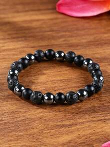 Dreifach-Schutz Perlenarmband, Hämatit, Obsidian, Schwarze Lava, Selbstvertrauen, Stabilität, Negatives Loslassen, Mode Schmuck für Frauen und Männer für den täglichen Gebrauch - Schwarz - Übersicht 7