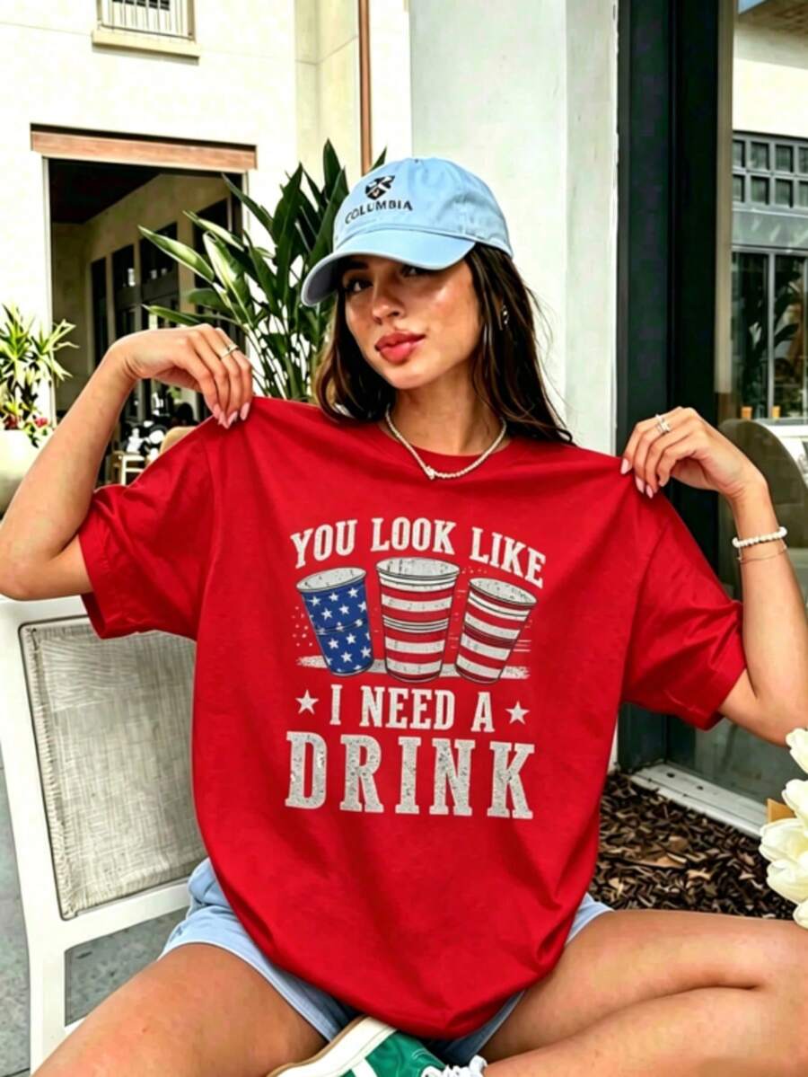 T-Shirt With Large Jesus Print - Loose Fit - Relaxed And Comfortable Style - Red 2 - View 1