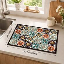 1pc Plaid Pattern Diatomaceous Earth Drying Mat, Non-Slip Heat-Resistant Absorbent Pad, Suitable For Kitchen Countertop, Coffee Machine, Tableware, Home Cafe Bar Party Decoration Placemat Gift - Multicolor - View 14