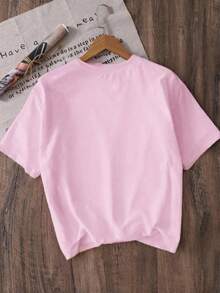 Printed Crew Neck T-Shirt For Girls - Grey - View 2